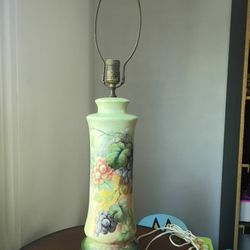 Antique A.H. Bavter Hand Painted Floral Ceramic Lamp