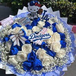 Dodgers Flower Bouquet 💙🤍🎀