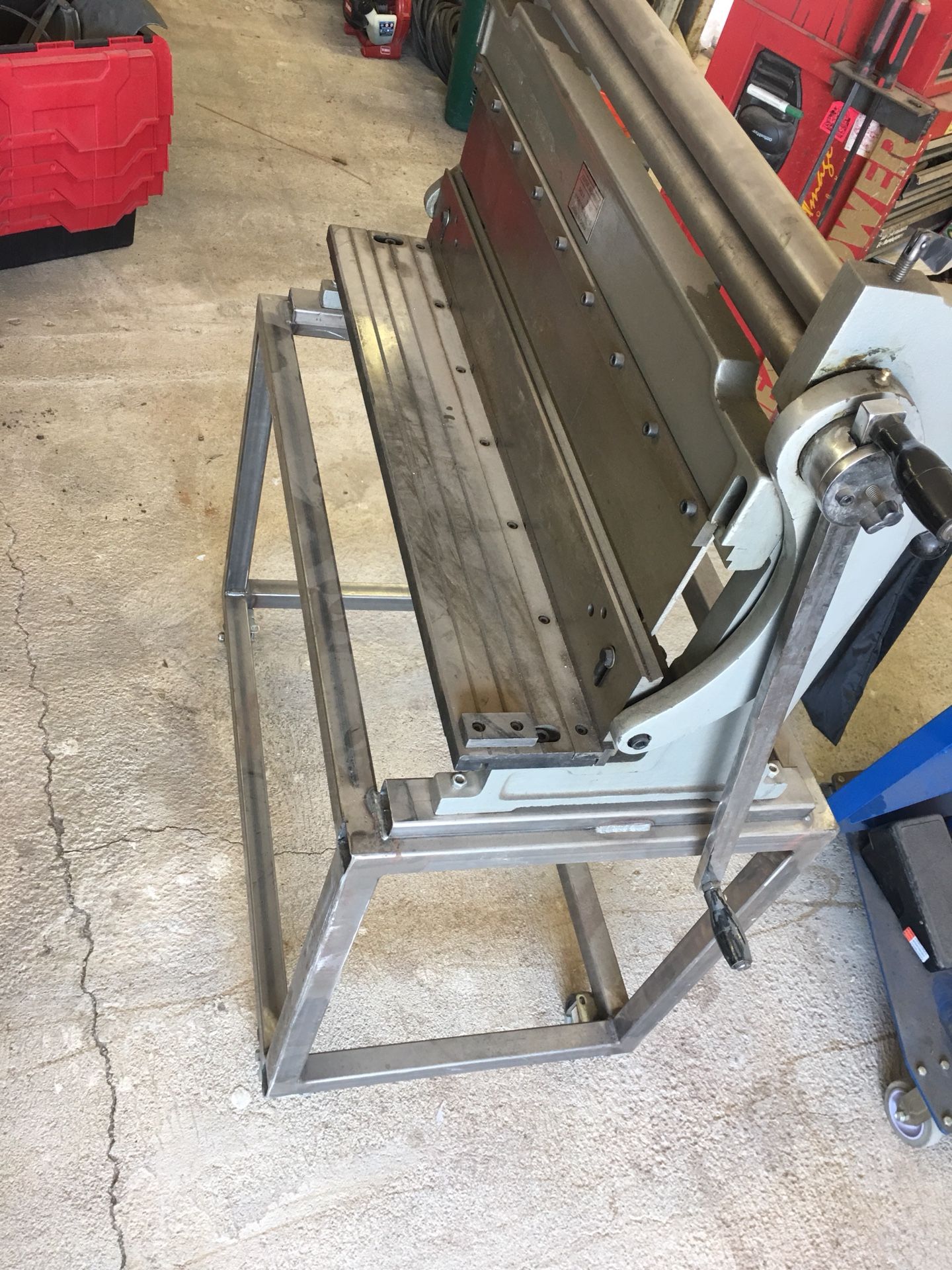 Shear, slip roll, and sheet metal brake on cart