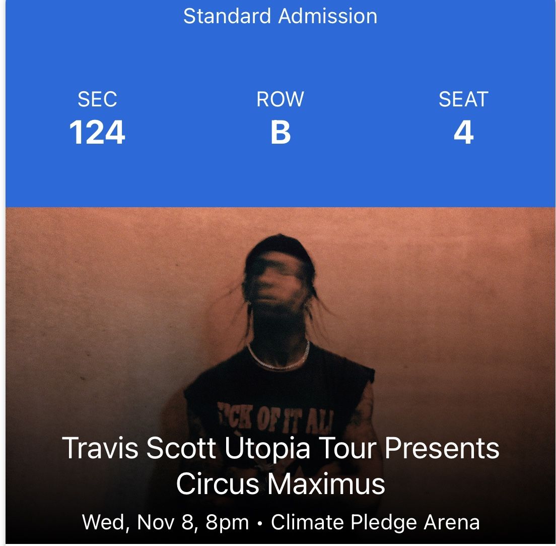 Travis Scott Concert Ticket at Climate Pledge Arena Seattle