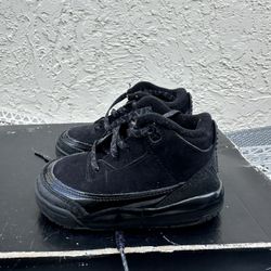 Size 6c -Nike Air Jordan 3 Retro III Black Cat TD Toddler Shoes