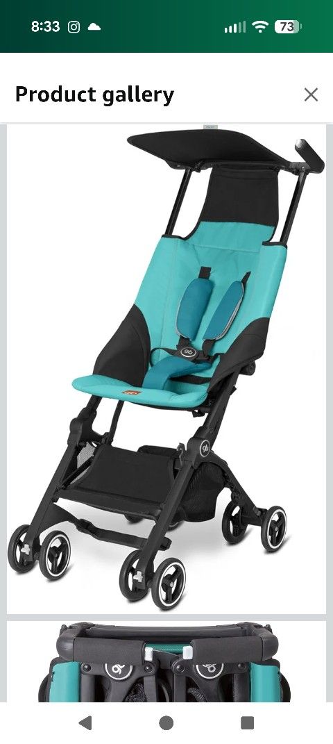 gb Pockit Ultra Compact Lightweight Travel Stroller in Capri Blue, The World's Smallest Folding Stroller 11.8x7x13.8 Inch (Pack of 1)