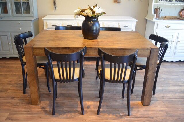 Black and wood dining set