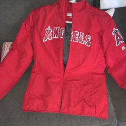 Los Angeles ANGELS MLB Authentic Majestic Therma Base Jacket Womens Size large New With Tags Color Red Small 2 Marks Shown In Picture 