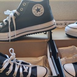 Converse leather shoes platform $100 each pair
