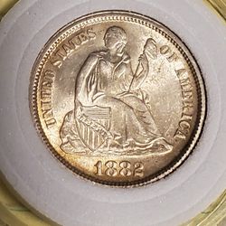 44SX1100 LOWER MINTAGE UNCIRCULATED 1882 DIME