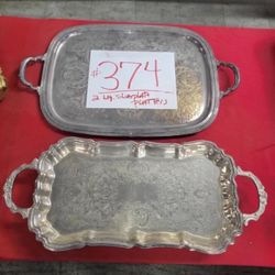 Large Silver Platters By Leonard & Georgian Castle 1492