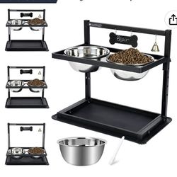 New In Box Dog Bowl Stand And Mat