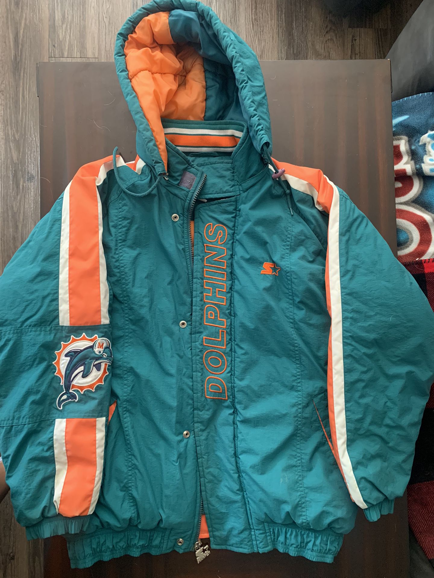 Vintage Miami Dolphins Pro Line NFL Pullover Adult Large Jacket Puffer
