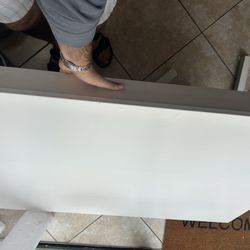 White dining table ikea full wood can sit 12 and very comfortable.