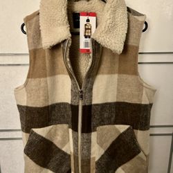 Plaid Sherpa Vest - Size M