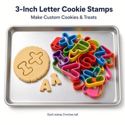3-Inch Alphabet Cookie Cutters with Letter Stamps for Baking (3D printed)