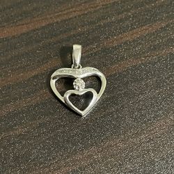 10K Heart Charm With Diamonds