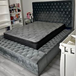 EXTRA TALL HEADBOARD 🩶 Grey Velvet 