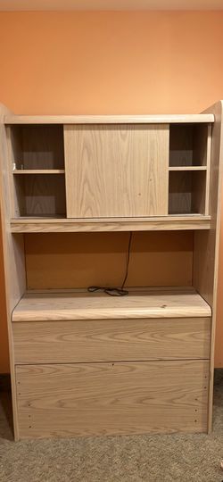 Washed Oak Wood Bookcase Storage Cabinet FREE