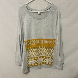 Gray And Yellow Patterned Women’s Sweater