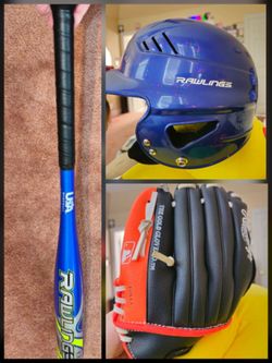 All 3! 26” Teeball -12 Rawlings Savage Alloy Bat/ Youth 10 1/2 gold series glove & 6 1/2 Rawlings Helmet