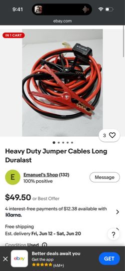 Heavy duty jumper cables