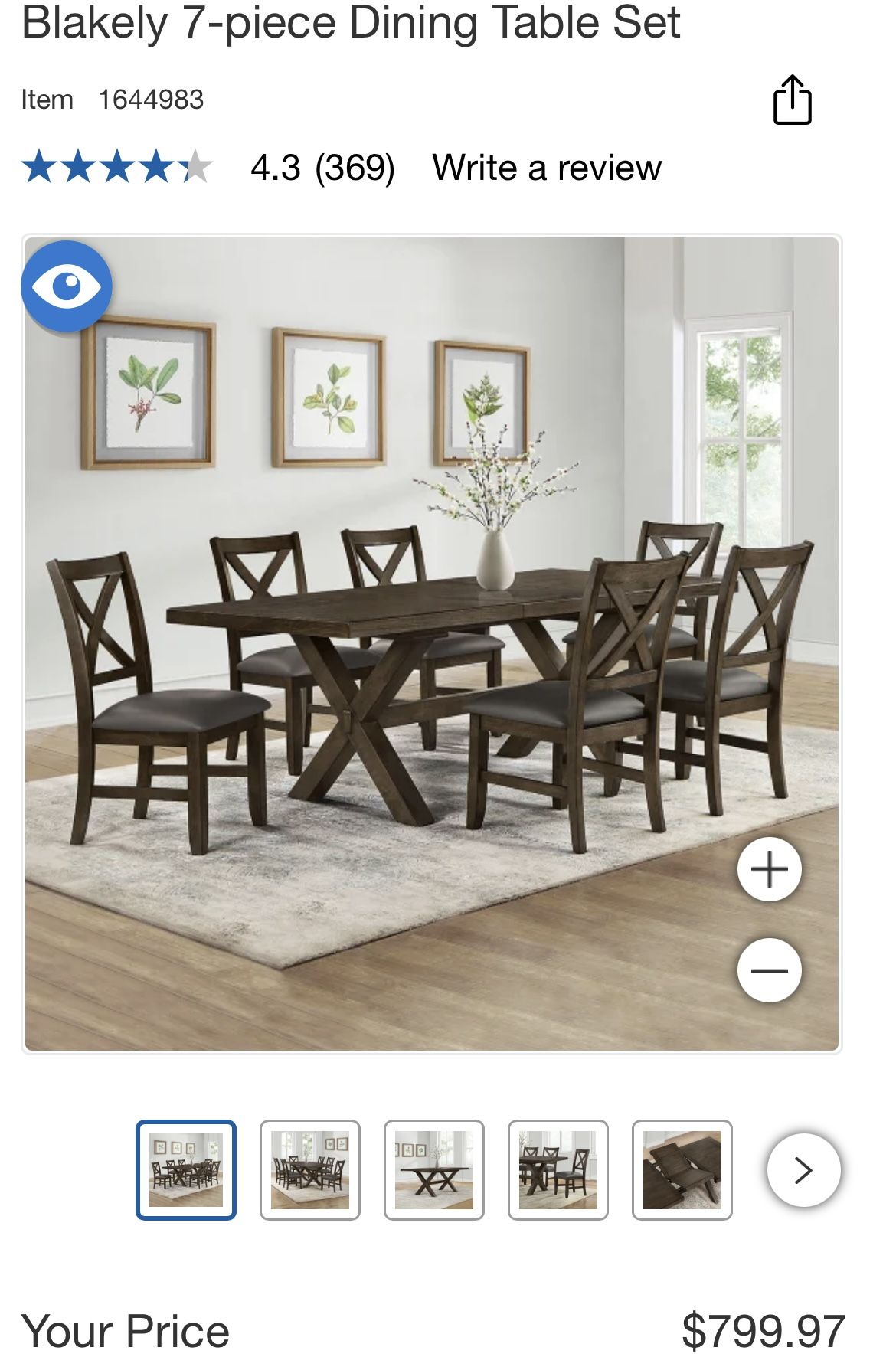 Like new Blakely 7-piece Dining Table Set.