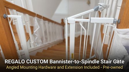 Regalo Top of Stairs Walk-Through Baby & Pet Safety Gate (White) – Banister Mount