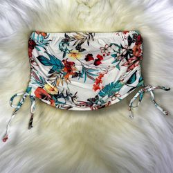 Floral Cropped tube Top Strapless Bandeau size L