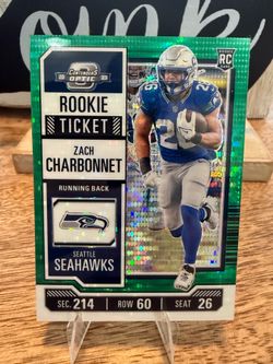 /35 RC 2023 Panini Contenders Optic - Rookie Ticket Zach Charbonnet COLOR MATCH GREEN PULSAR