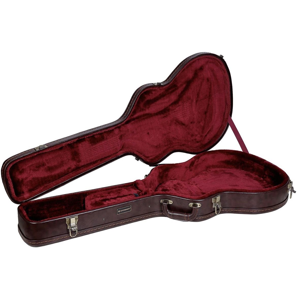 Crossrock Case for 335 Style 6 Strings Semi-Hollow Electric Guitars-Wooden-Vintage Hardware, Sponge Lining, Metal Feet, Storage Space-Brown (CRW620SAB