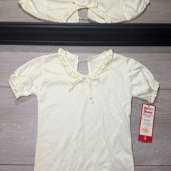 NWT Vintage 1980s Kids Youth Buster Brown Ruffled Collar Short Sleeve Shirt