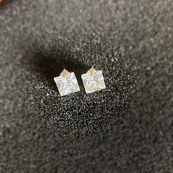 Earrings Princess Cut Crystal Posts