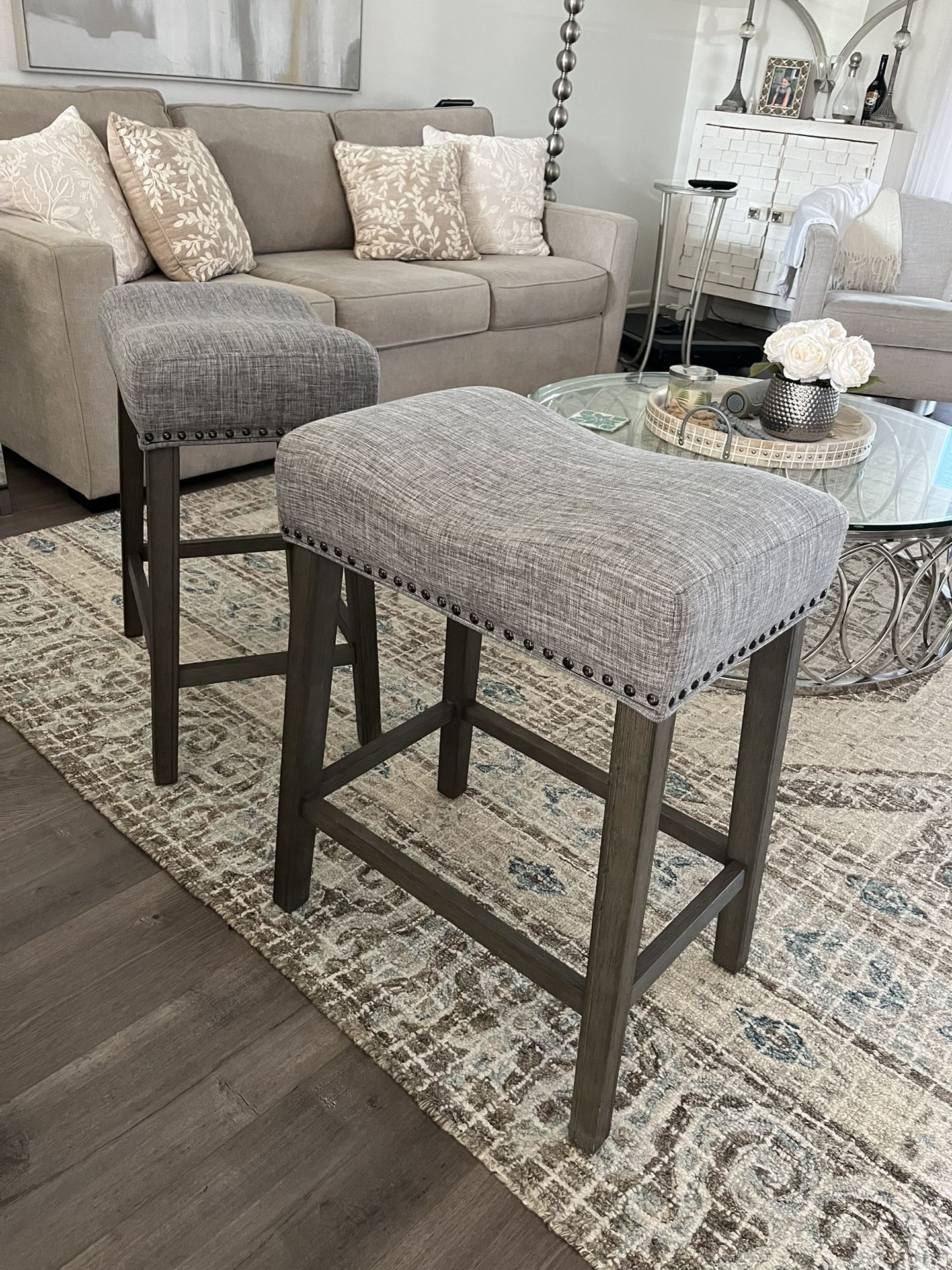 Midsomer Upholstered Counter Stool with Solid Wood Frame (Set of 2)