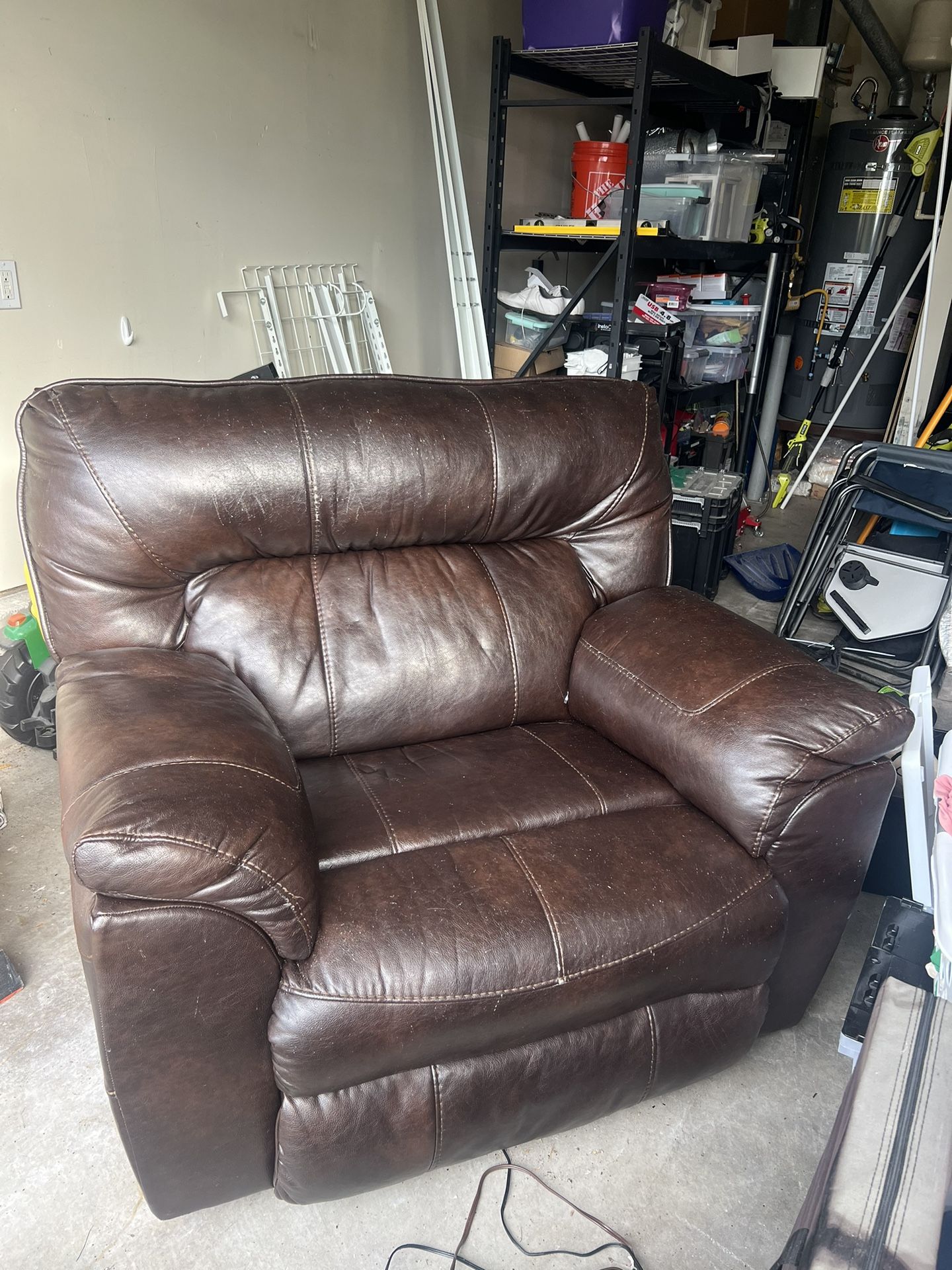 Free Wide Leather Power Recliner