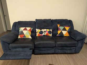 Navy Blue Reclining Sofa 3-Seater