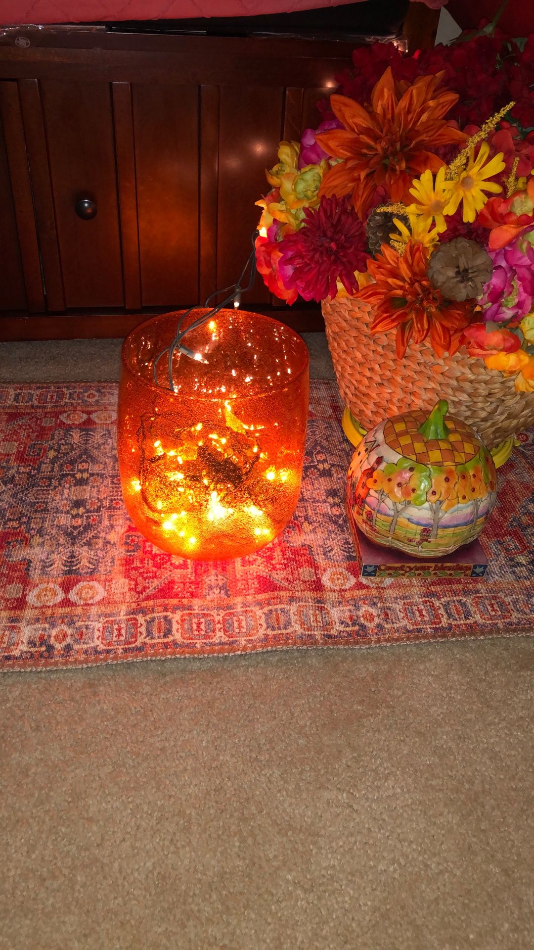 Beautiful orange Color Bubbles glass Vase