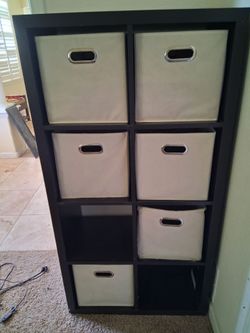 8-Cube Storage Shelf with Fabric Bins