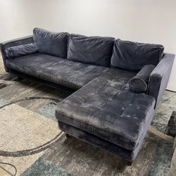 Sectional Free Delivery Velvet Sofa Blue Couch 