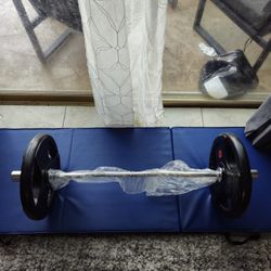 Curl Bar With Olympic Plates 90 Lbs Brand New
