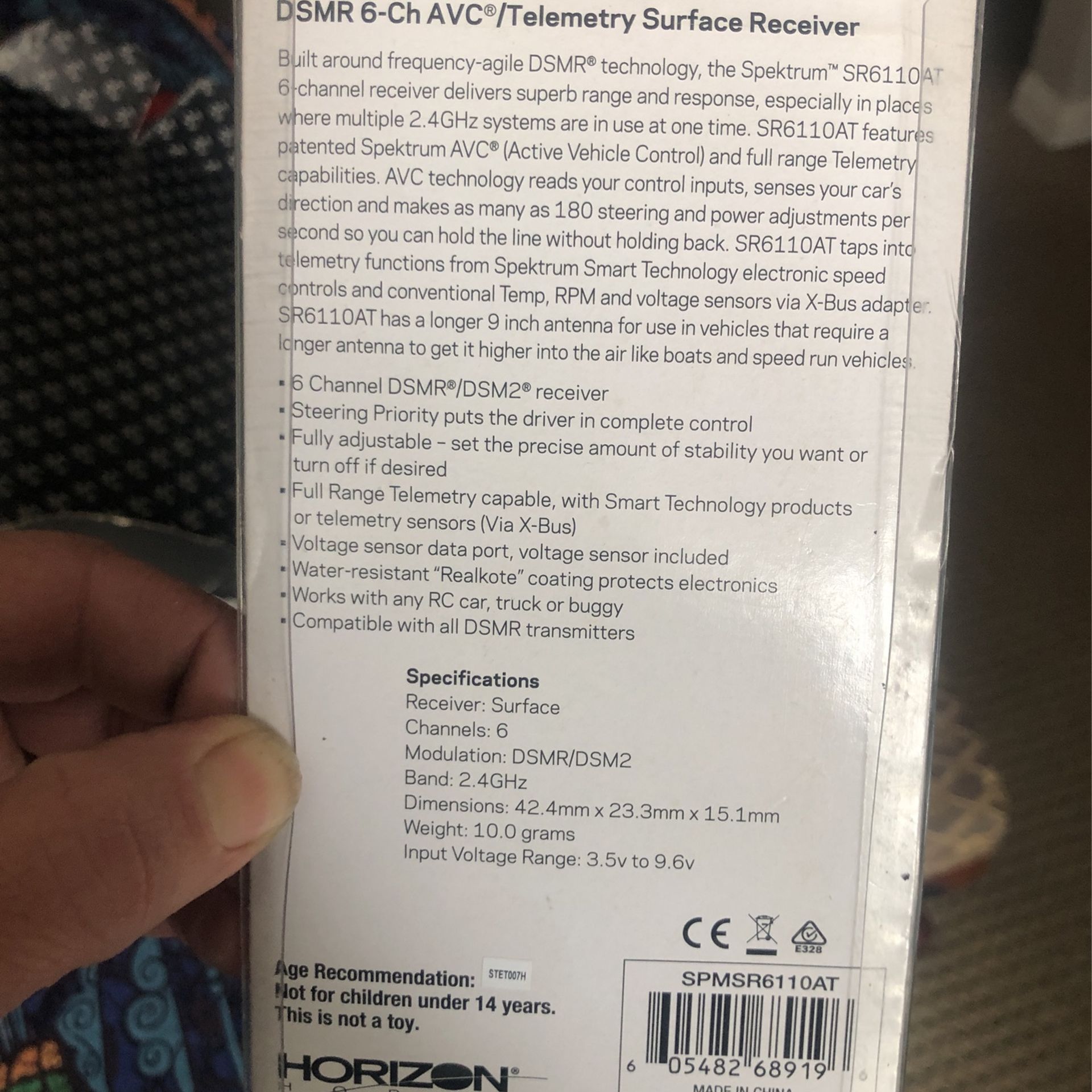 Spektrum SPMSR6110AT 6 Channel AVC/Telemetry Surface Receiver