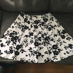 Black White Flower 50s Style Skirt
