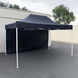 (New) $170 Heavy Duty EZ Pop-up Canopy 10 x 15 FT with (1 Sidewall, Carry Bag) White or Black 