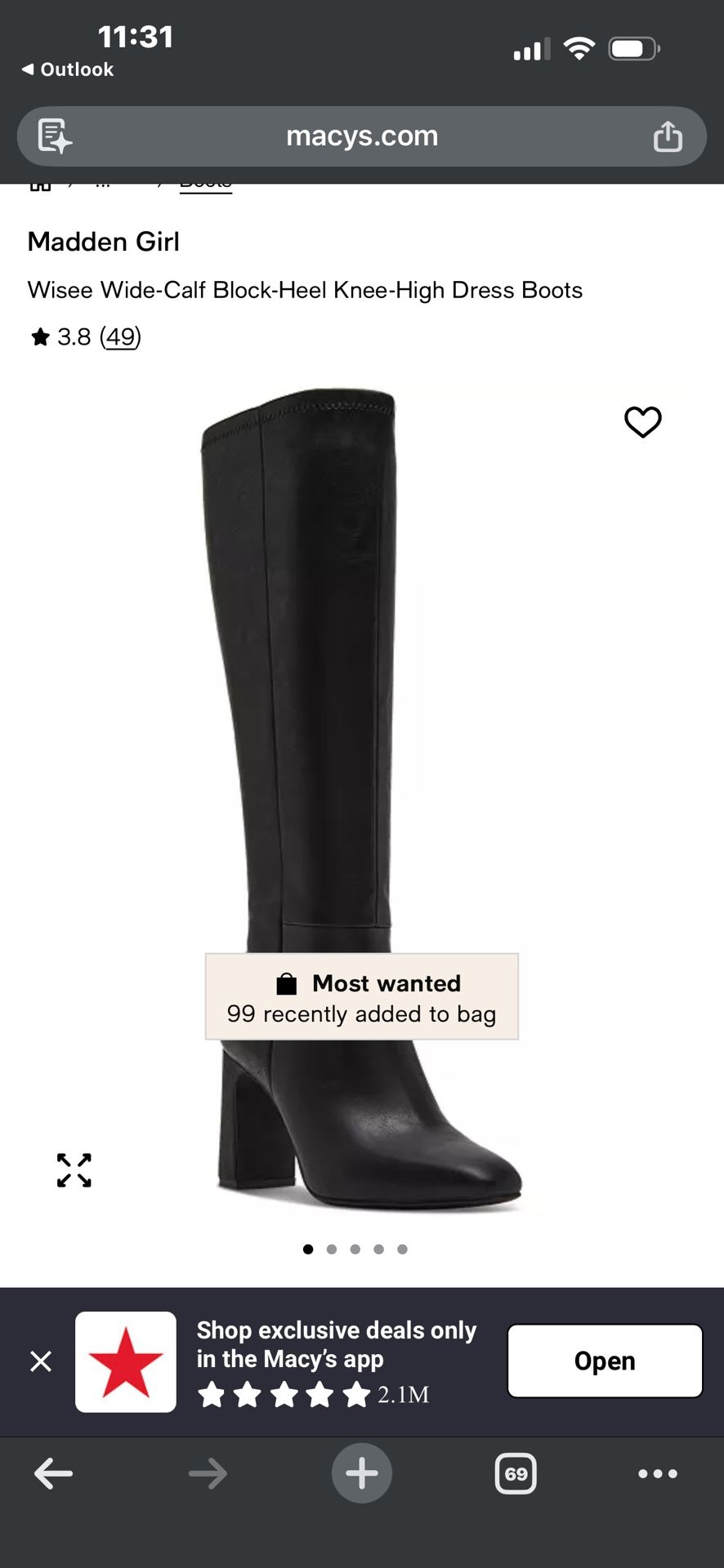 Madden Girl Wisee Wide-Calf Block-Heel Knee-High Dress Boots