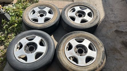 Chevy Malibu 15 Inch stock Aluminum wheels and old tires 5x115mm fits other GM Cars
