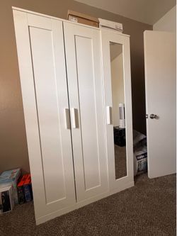IKEA BRIMNES White 3-Door Wardrobe with Mirror