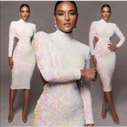 JluxLable White Sequin Dress