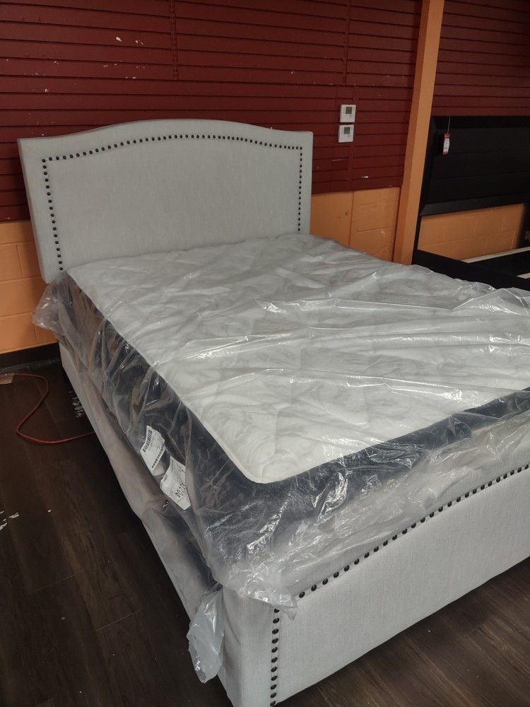 New King Upholstered Bed Frame On Sale Now