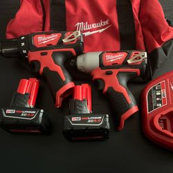 Milwaukee M12 Drill and Impact Kit 4.0 6.0 Battery Charger Bag
