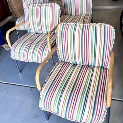 6 1970s Chrome & Wicker Dining Table Chairs Jack Cartwright Founders 