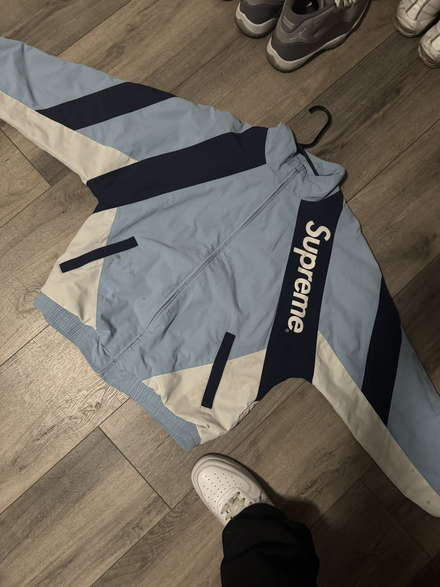 supreme light blue panel jacket