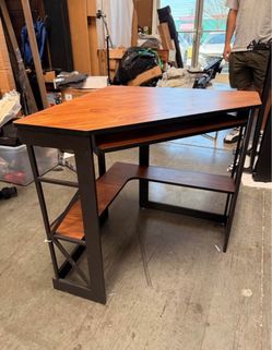 L-Shaped Corner Desk with Shelves
