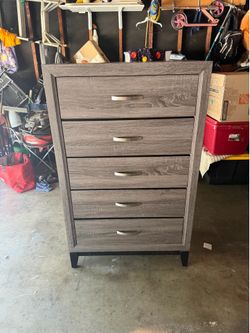 Gray 5 drawer dresser with a nightstand !