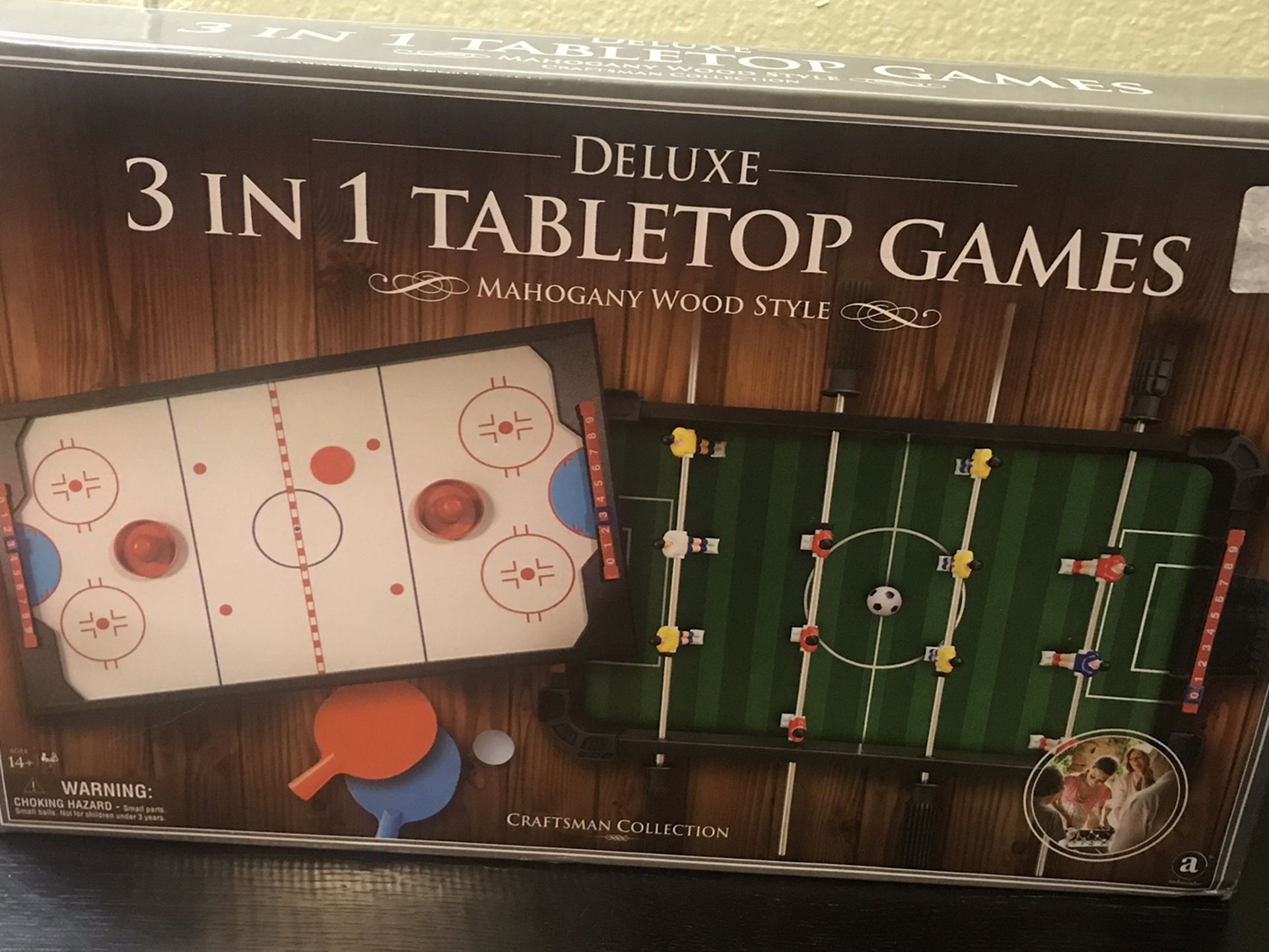 3 In 1 Tabletop Games - Hockey, Foosball, Ping Pong